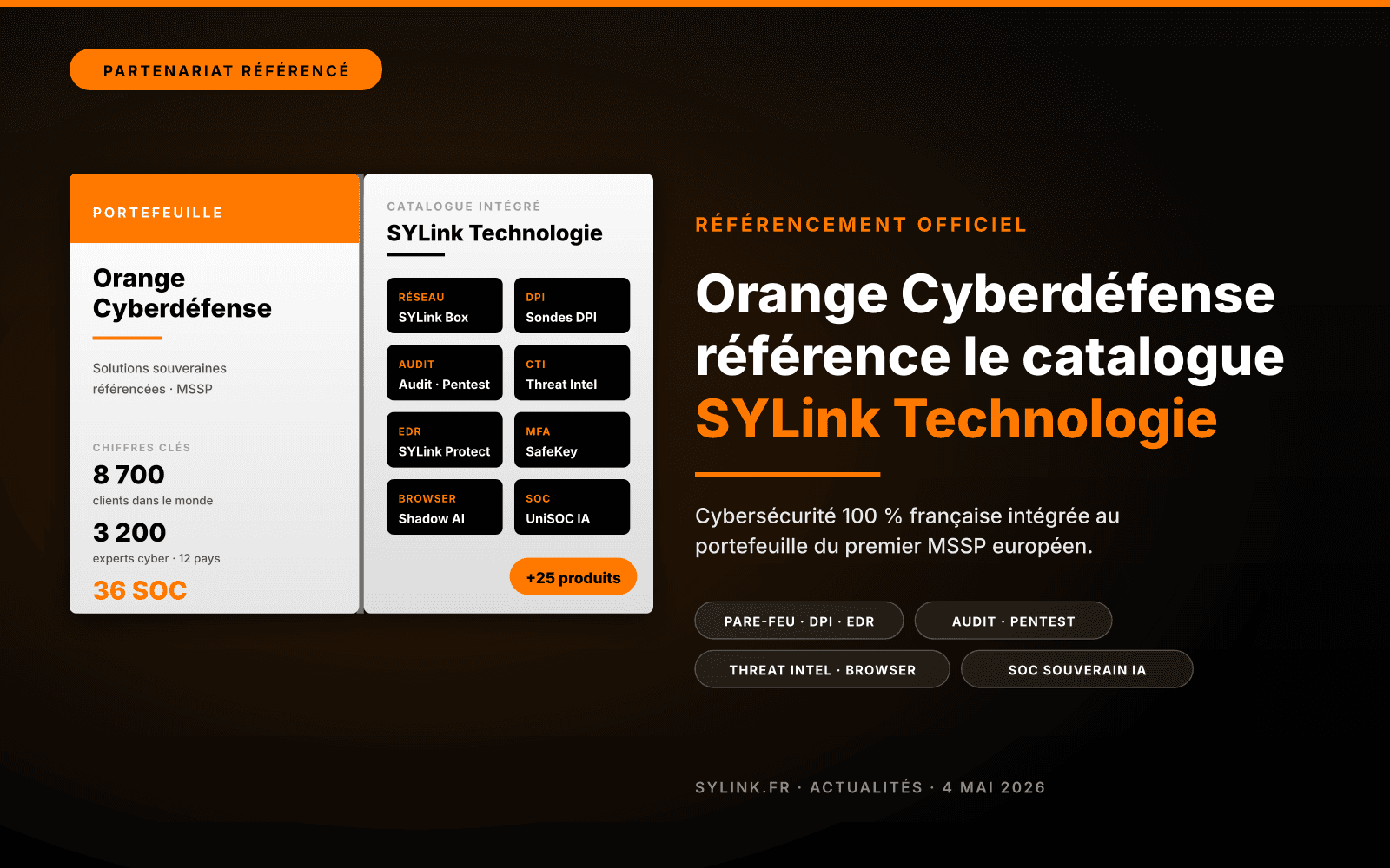 Orange Cyberdefense lists the SYLink Technologie catalog in its sovereign-solutions portfolio
